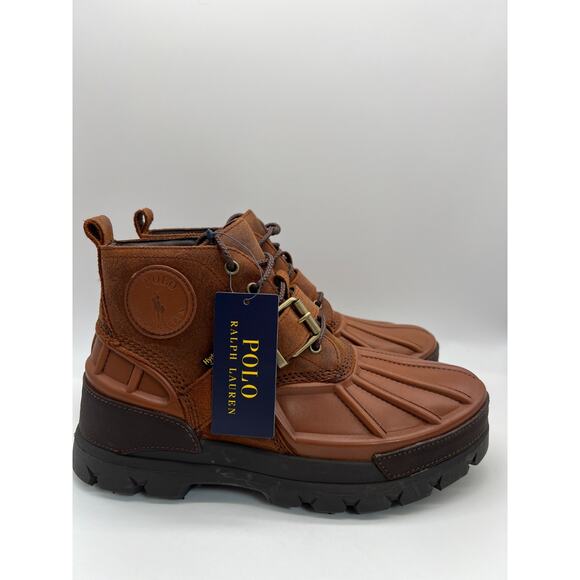 Polo Ralph Lauren Oslo Brown Low Boots HydroGuard Men's 9.5 NEW - Picture 1 of 16
